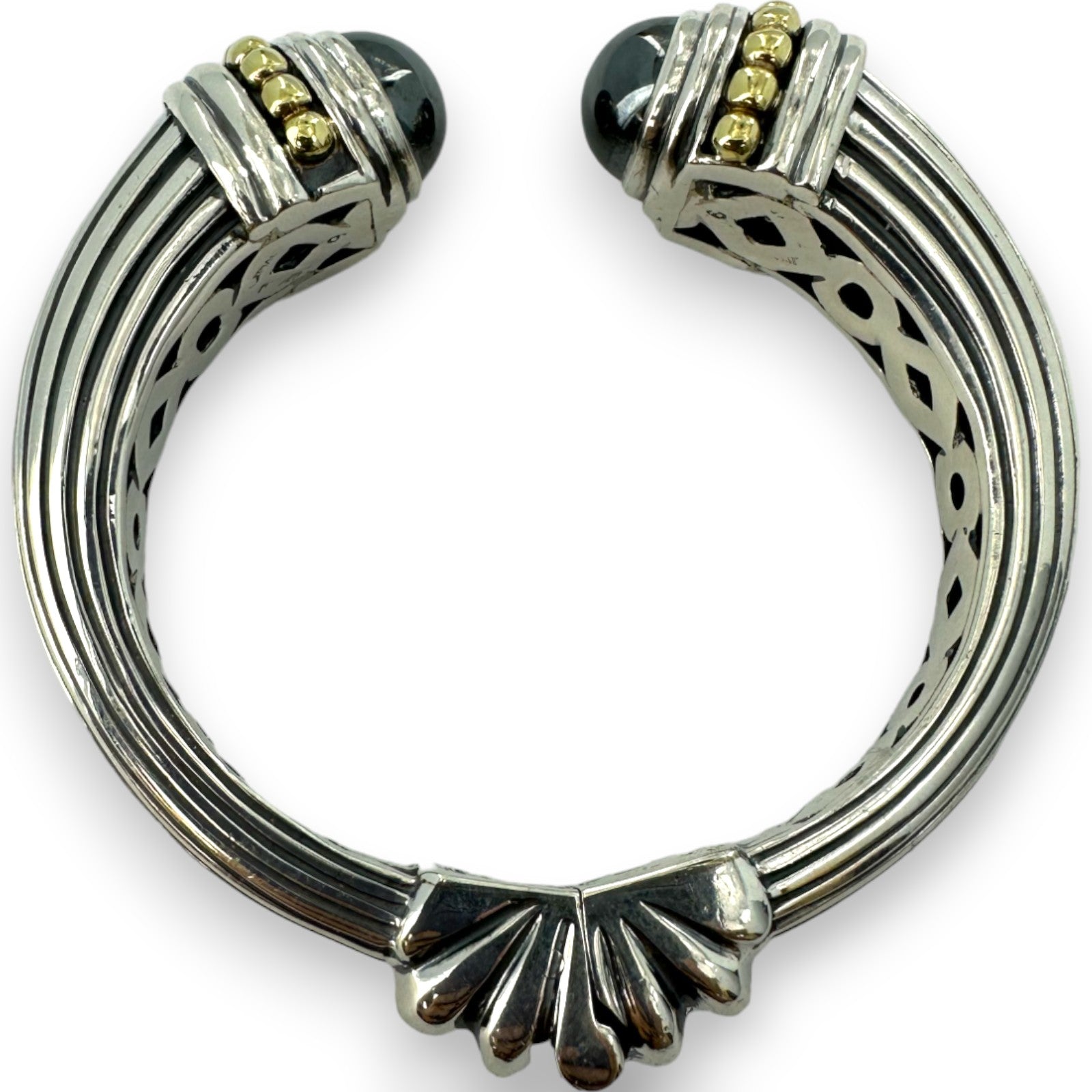 Lagos Caviar Solid 925 Sterling Silver and 18kt Gold Discontinued Hing GEM Pawnbrokers