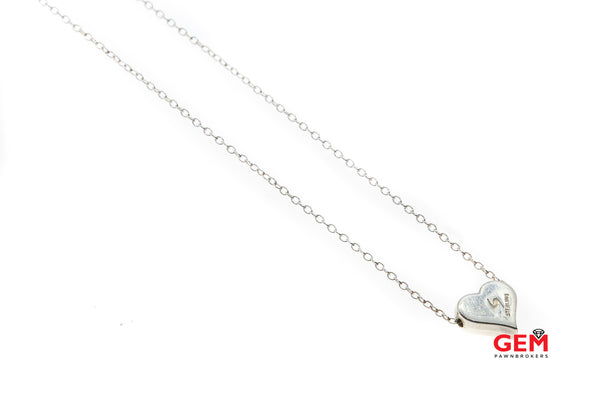 Designer CS Heart Pendant Slider Heart Charm Solid 925 Sterling Silver Chain 20" Necklace