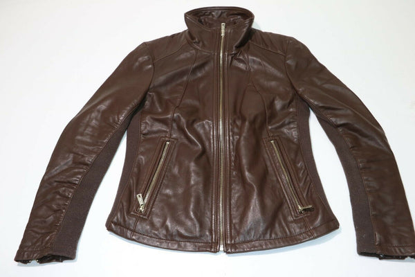 Kenneth Cole: Brown 100% Leather & Spandex Jacket - RN54163