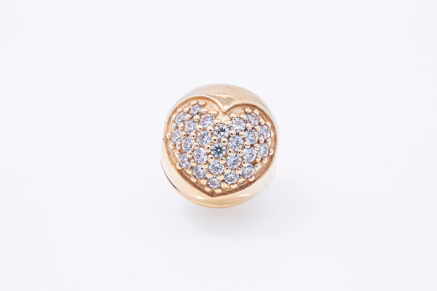 Pandora Pave Heart Clip Bead Clip Charm CZ 14k G585 Yellow Gold D