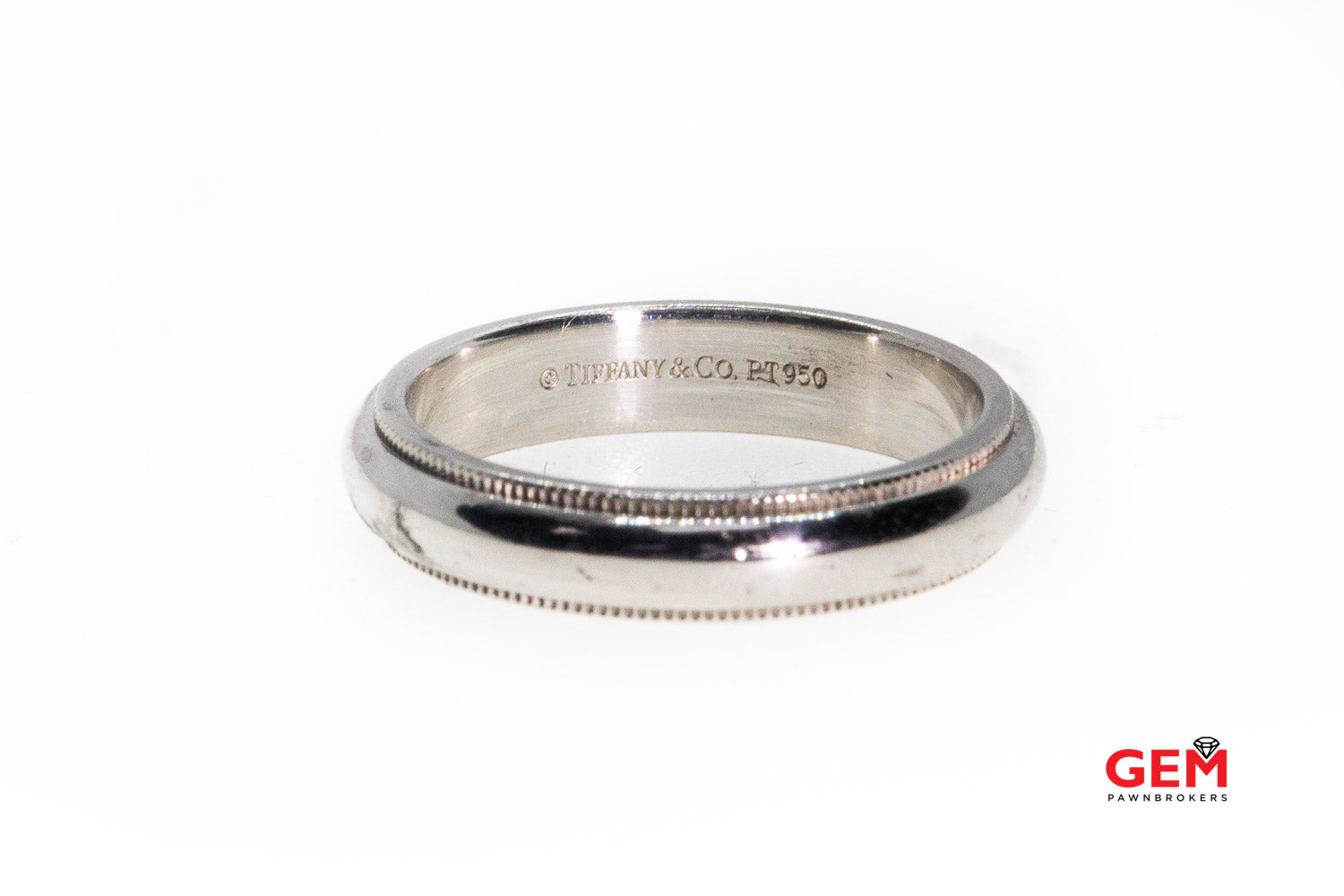 Tiffany & Co. Thin Domed 4mm Wedding Band Milgrain Accent Solid 
