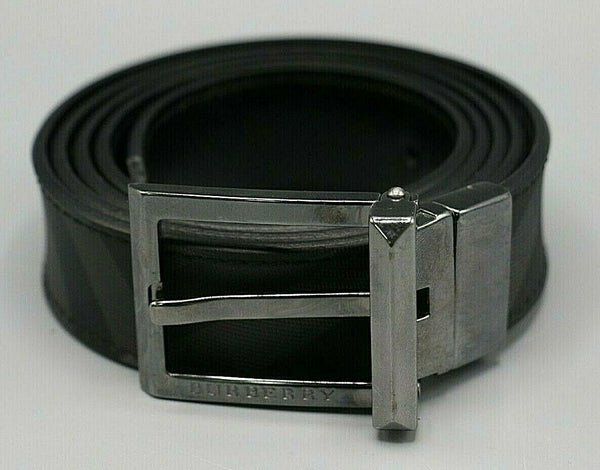 BURBERRY WEBSTER HORSEFERRY GRAY CHECK REVERSIBLE BELT US 44/110