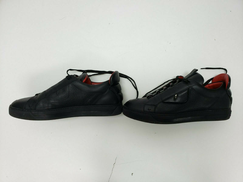 Fendi Men’s Bag Bugs Black Leather Sneakers | [7E 1031] | Size 7.5 US, 40.5 EUR