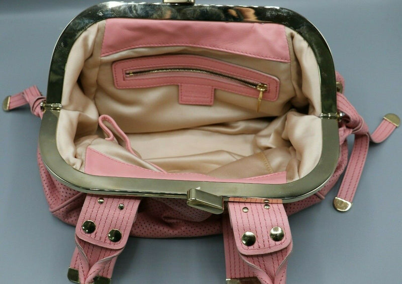Versace Pink Ring Handle Bowler Bag