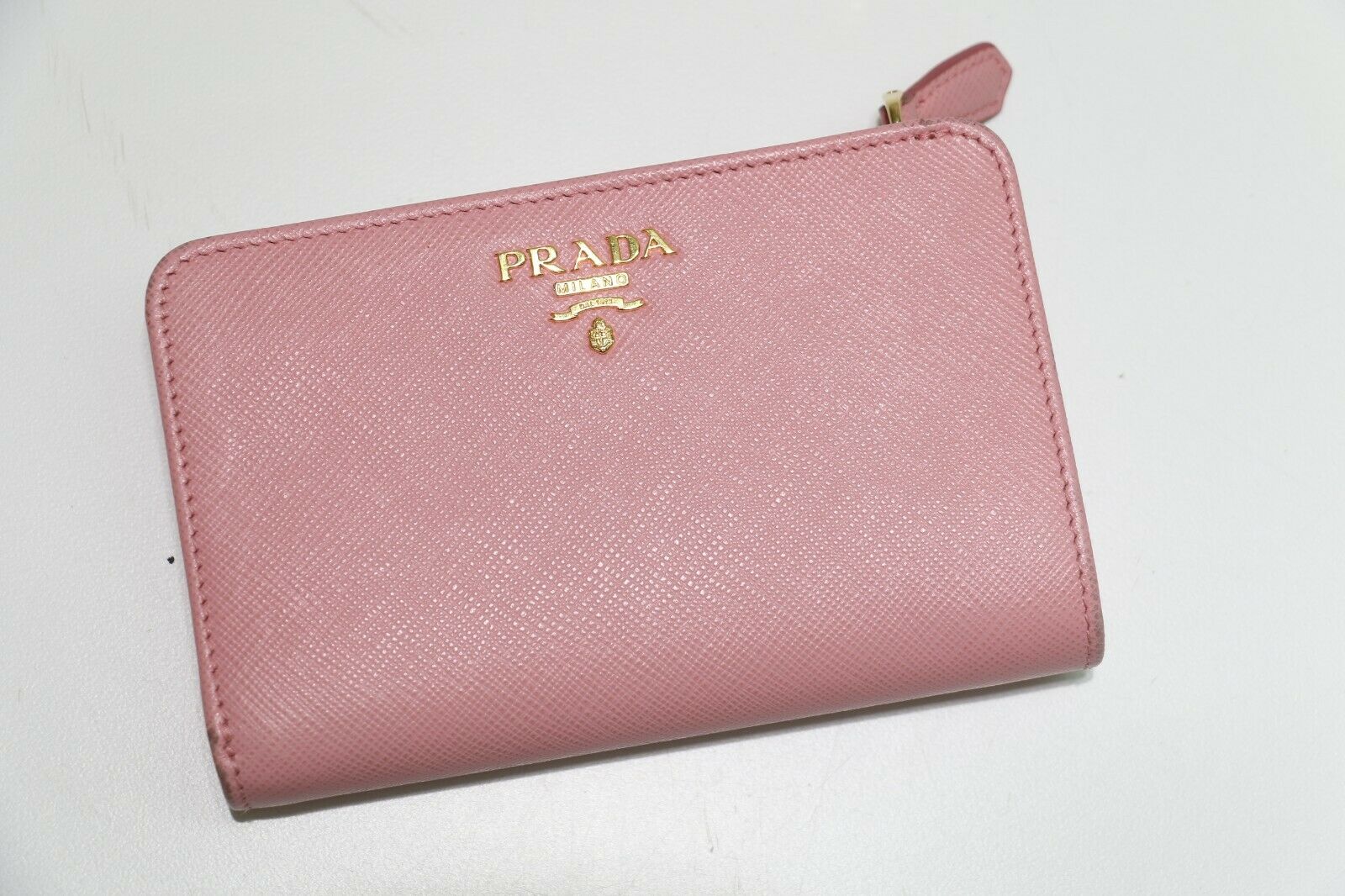 PRADA: Saffiano Metal Zip Around Wallet Cammeo - Pink – GEM