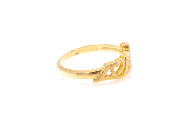 Vintage Love Expression Saying Ring 14k 585 Yellow Gold Size 6