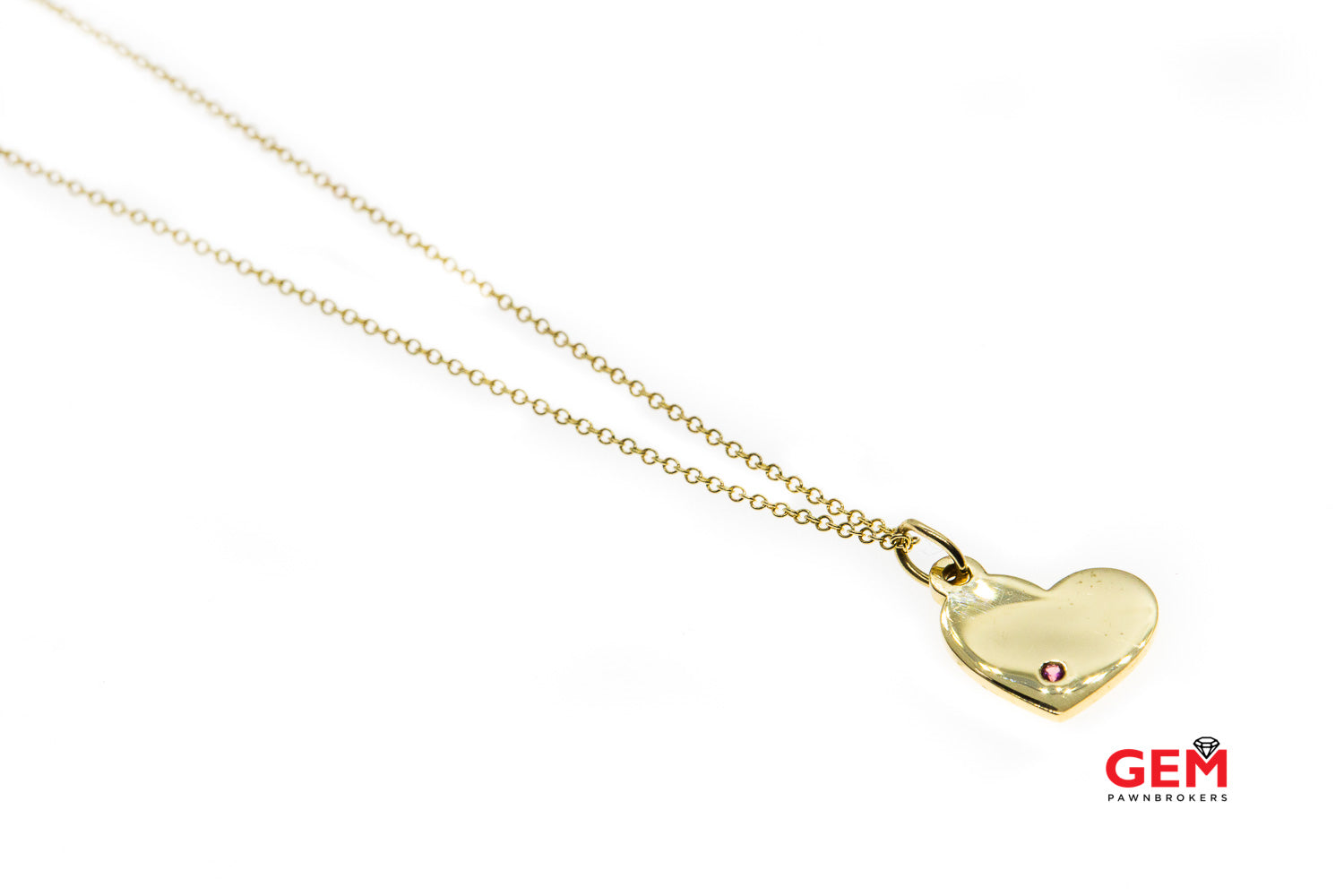 Tiffany Co Pink Sapphire Heart Tag 18K 750 Yellow Gold Pendant
