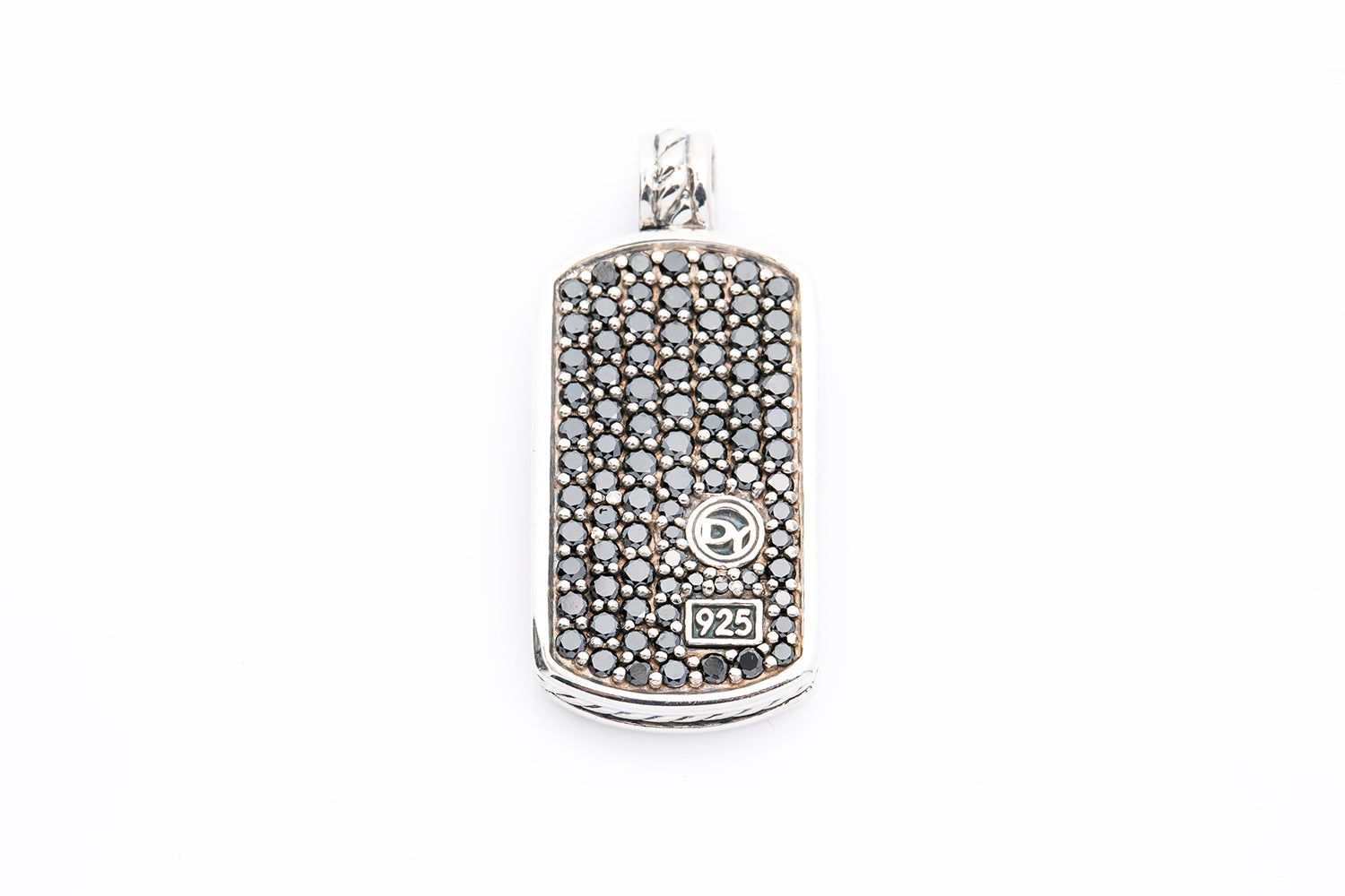 David yurman pave black diamond dog tag necklace Clearance