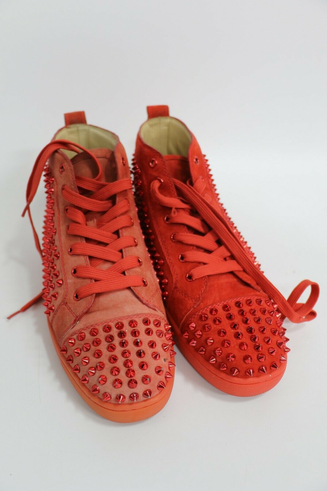 Christian Louboutin Louis Spikes High Top Sneakers Red Mens Sz 42 / US 9