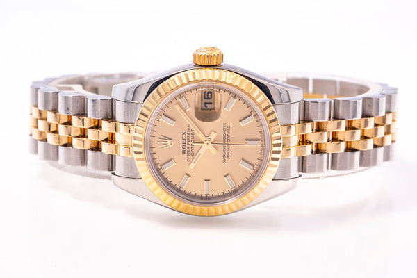 Rolex Datejust Champagne Stick Dial 179173 Two Tone 26mm 2004 Watch