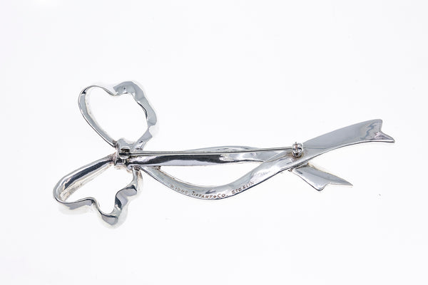 Tiffany & Co 1985 Sterling 925 Silver Ribbon Bow Brooch Pin