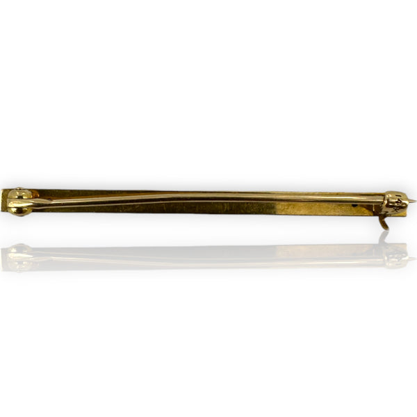 Frank Krementz Antique 1920-30s 14kt Yellow Gold and Seed Pearl 2" Bar Pin