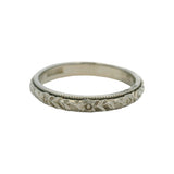 Antique 1929 18kt White Gold Intricate Floral Milgrain Wedding Band Size 6.25