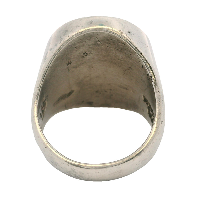 1960-70s Taxco, Mexico 925 Sterling Silver Chipped Turquoise Spiral Ring Size 7.5
