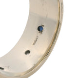 Solid 14kt White Gold Diamond and Sapphire 10mm Wide Rope Detail Band Ring Size 11