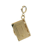Vintage Solid 14kt Yellow Gold Christian Bible Lord's Prayer Openable Charm with Spring Ring