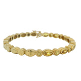 Vintage Solid 18kt Yellow Gold and Yellow Sapphire Mixed Cut Hinged Bangle 7" Bracelet