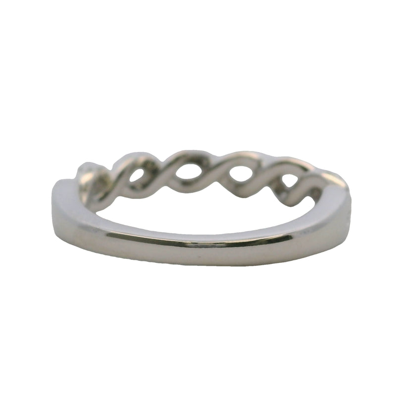 Anillo trenzado Vera Wang Love de oro blanco de 14 kt con diamantes de 1/4 ct, talla 6