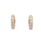 Vintage Solid 18kt Rose Gold and 1.92ctw Diamond 15mm Huggie Hoop Earrings