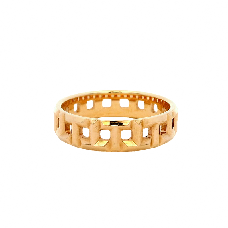 Tiffany & Co Solid 18kt Rose Gold Tiffany T Collection True Wide Ring with Alternating T Motif Size 9 Made in Italy
