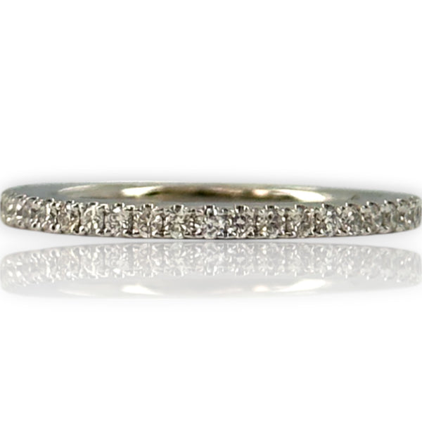 Vera Wang Love Collection Solid 14kt White Gold and 1/4ctw Diamond Half Eternity Band Ring Size 6.75