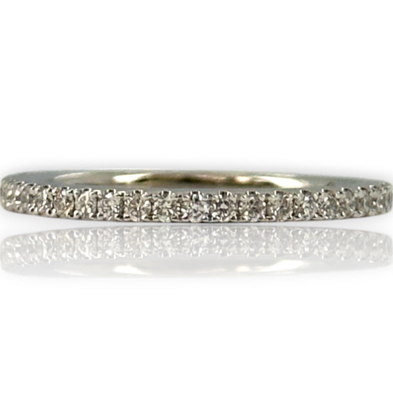 Vera Wang Love Collection Solid 14kt White Gold and 1/4ctw Diamond Half Eternity Band Ring Size 6.75