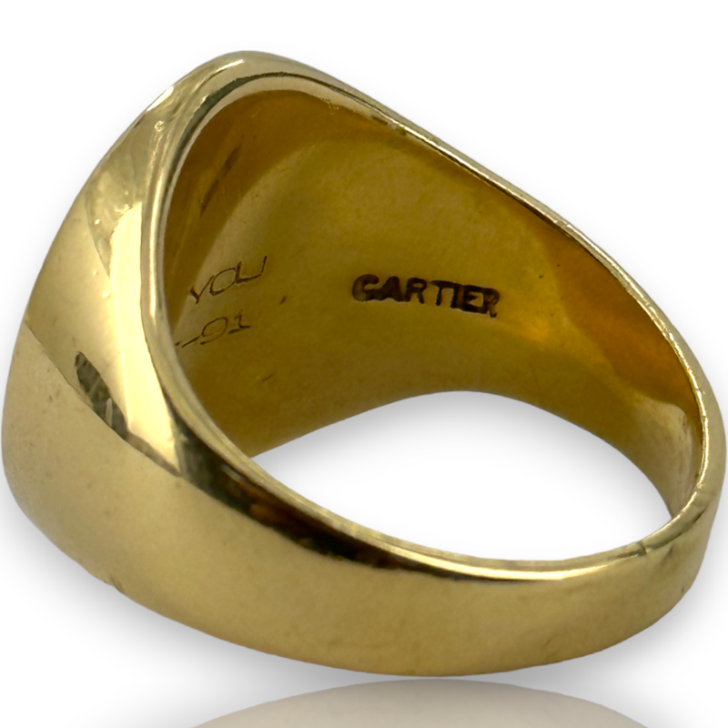Vintage Cartier Inscirbed Signet 18KT 750 Yellow Gold Signet Ring Size 8.5