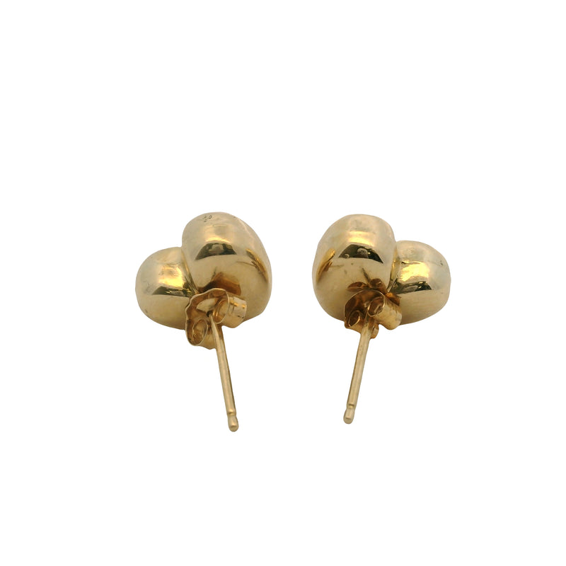 10kt Solid Yellow Gold 10mm Puffy Heart Stud Earrings