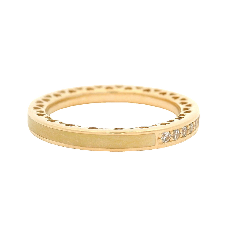 Pandora 14kt Yellow Gold CZ Cubic Zirconia and Enamel Stacking Ring