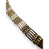 Antique 1908-1927 Russian Solid 14kt Two-Tone Yellow and Rose Gold Bracelet with Safety Chain and Figure 8 Safety Clasp Kokoshnik Hallmarked 7.5" Length