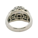 925 Sterling Silver and 18kt Yellow Gold Chalcedony, Ruby, and Diamond Halo Cocktail Ring Size 8