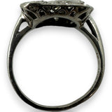 Antique Art Deco 1920s Solid 900 Platinum Handmade Filigree Cocktail Ring with Old European and Old Mine Cut Diamonds Size 7