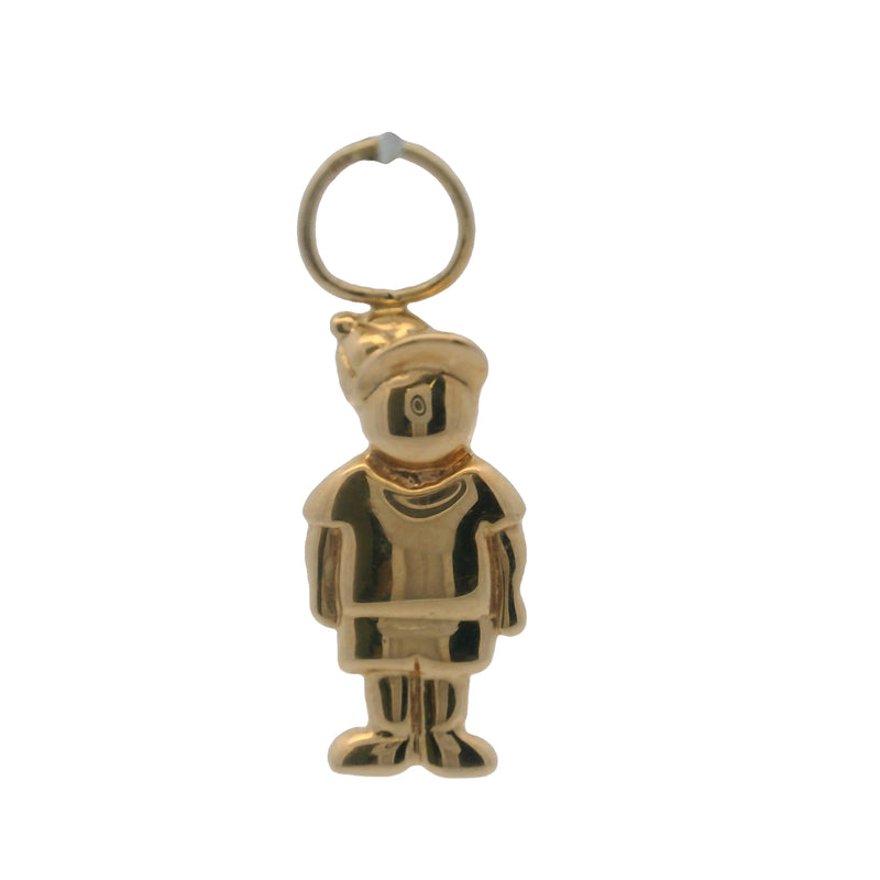 Vintage Solid 14kt Yellow Gold Boy Child in Baseball Cap Charm Pendant (2)
