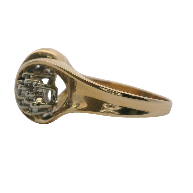 Vintage 1960-70s Stylecrest 14kt Yellow Gold and Diamond Structural Cluster Ring Size 8.75