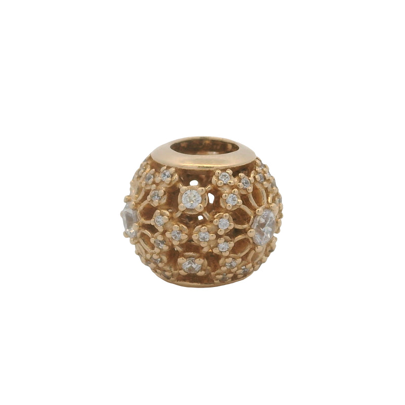 Pandora Solid 14kt Yellow Gold and CZ Inner Radiance Bead Slider Charm
