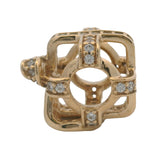 Pandora Retired 14kt Yellow Gold "All Wrapped Up" Gift Box CZ Spacer Bead Charm
