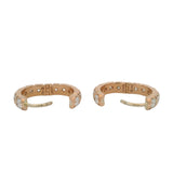 Vintage Solid 18kt Rose Gold and 1.92ctw Diamond 15mm Huggie Hoop Earrings