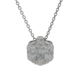 Solid 14kt White Gold 16" Chain Necklace with 0.84ctw Lab Diamond Cluster Pendant