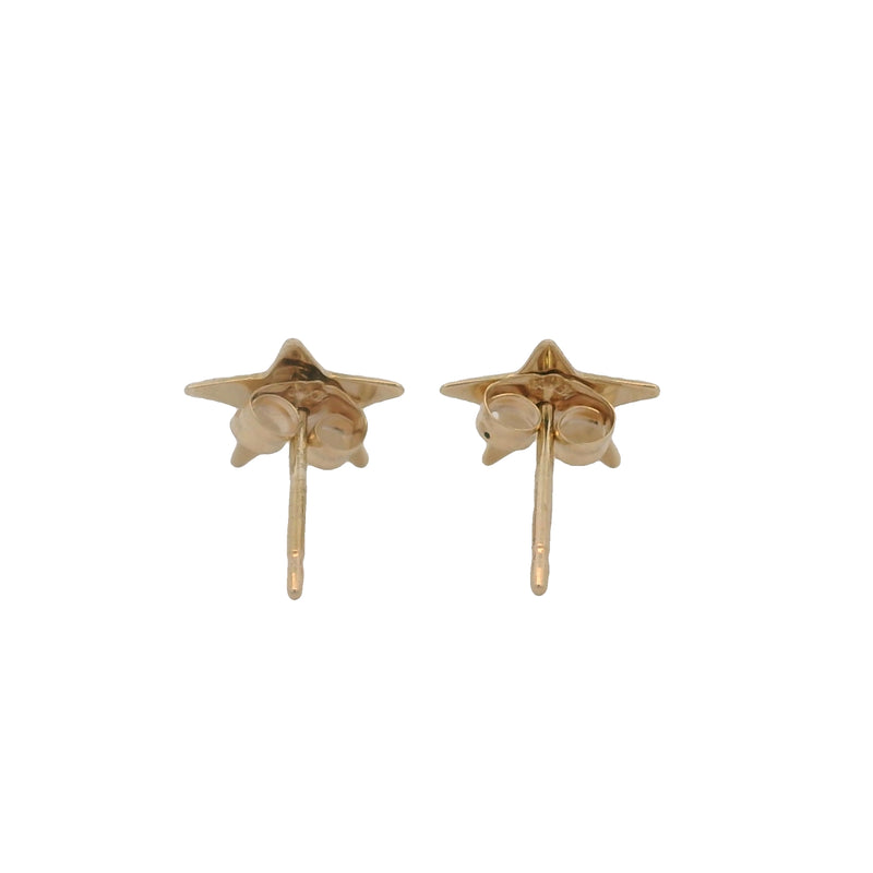 Mexican Solid 14kt Yellow Gold 5-Pointed Star 8mm Stud Earrings