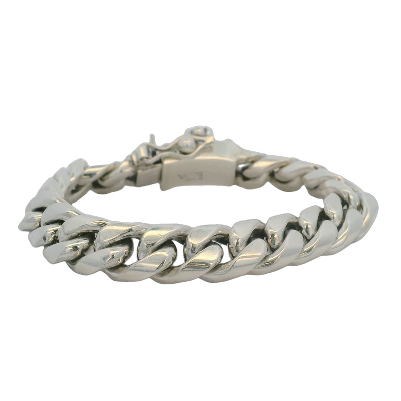 Versani 925 Sterling Silver 12mm 8" Medium Cuban Link Cross Detail Bracelet