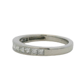 Solid Platinum and Princess Cut Diamond Channel Set Half-Eternity Wedding Band Ring Size 6.25