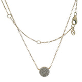 Mejuri Solid 14kt Yellow Gold Large Pavé Diamond Circle Cluster Station Pendant Necklace 18"