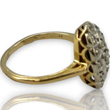 Vintage 1950-70s Victorian Revival 14kt Yellow and White Gold Diamond Navette Ring Size 6.25