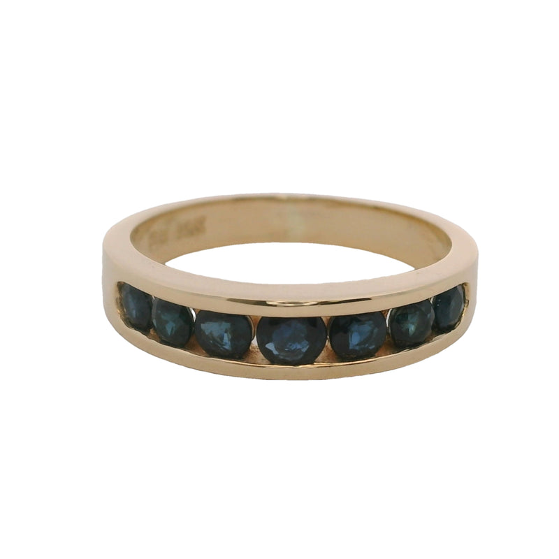 Vintage EFFY 14kt Yellow Gold and Channel Set Graduated Sapphires Ring Band Size 6
