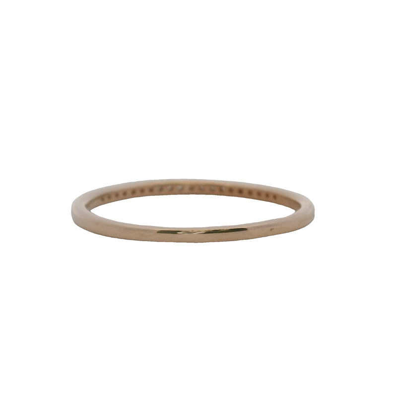 Solid 10kt Rose Gold and Diamond Thin 1.5mm Wedding Stacking Band Ring Size 9