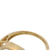 EO Solid 18kt Yellow Gold Asymmetric Cocktail Ring With Stunning Translucent Bezel-Set Fire Opal and 3 Accent Diamonds Size 6.25