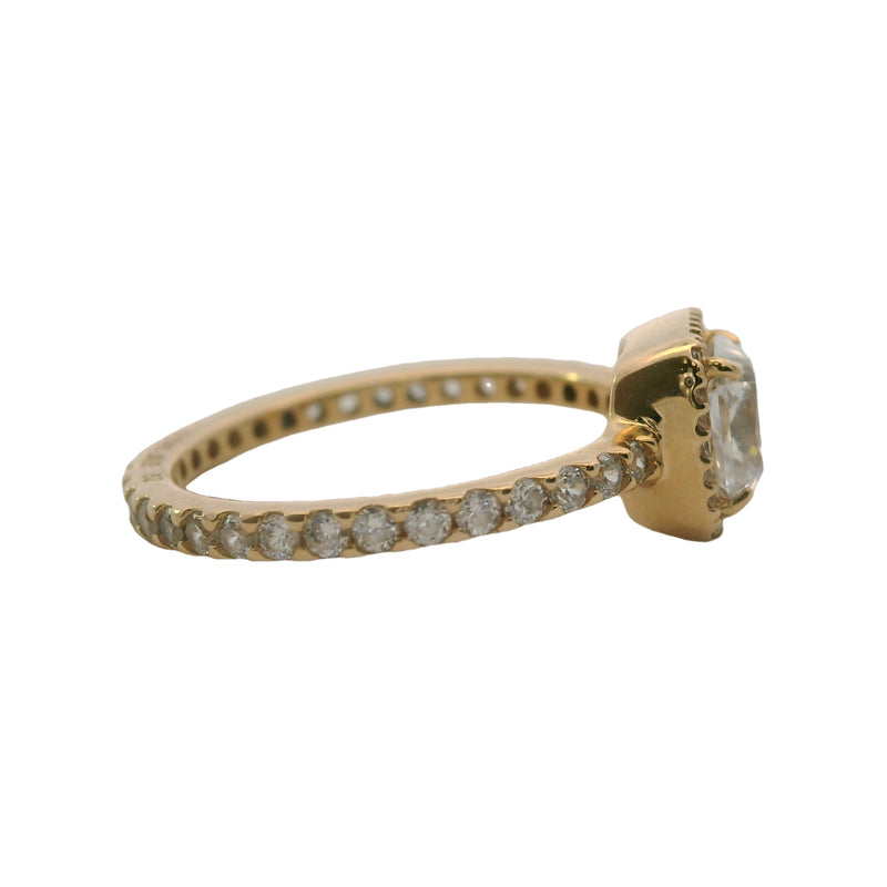 Pandora Square Sparkle Halo Ring In 14kt Yellow Gold and CZ Cubic Zirconia Size 6 52