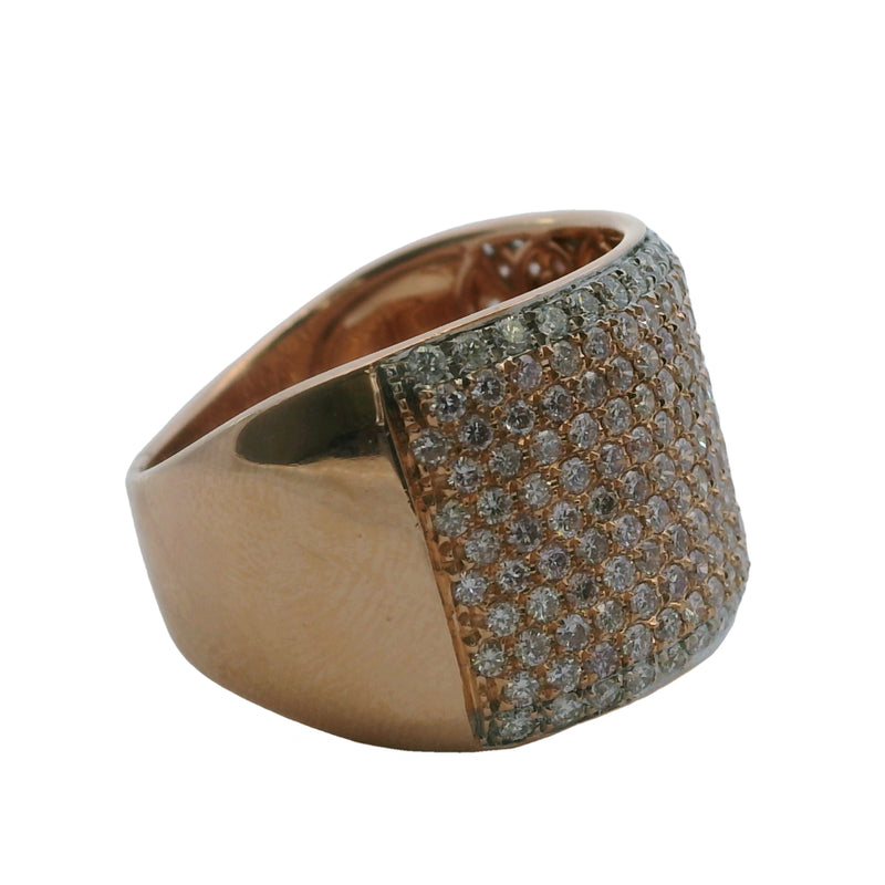 SNJ 14kt Rose Gold 15mm Wide 2.11ct Diamond Cluster Cigar Band Ring Size 8