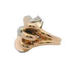 Vintage 1940-60s Solid 18kt White and Rose Gold Floral Ribbon Statement Ring Size 7