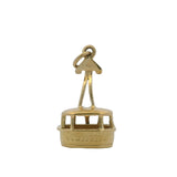 Solid 18kt Yellow Gold Venezuelan Large Tram Cable Car Drop/Dangle Charm Pendant